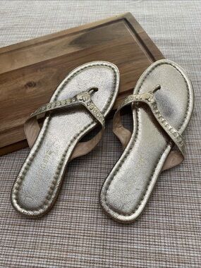 Jack Rogers Gold Leather Thong Sandals